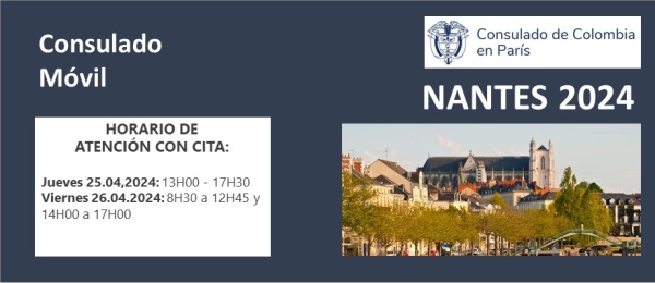 Consulado Móvil en Nantes el 25 y 26 de abril de 2024