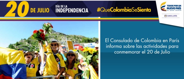 El Consulado de Colombia en París informa sobre las actividades para conmemorar el 20 de Julio