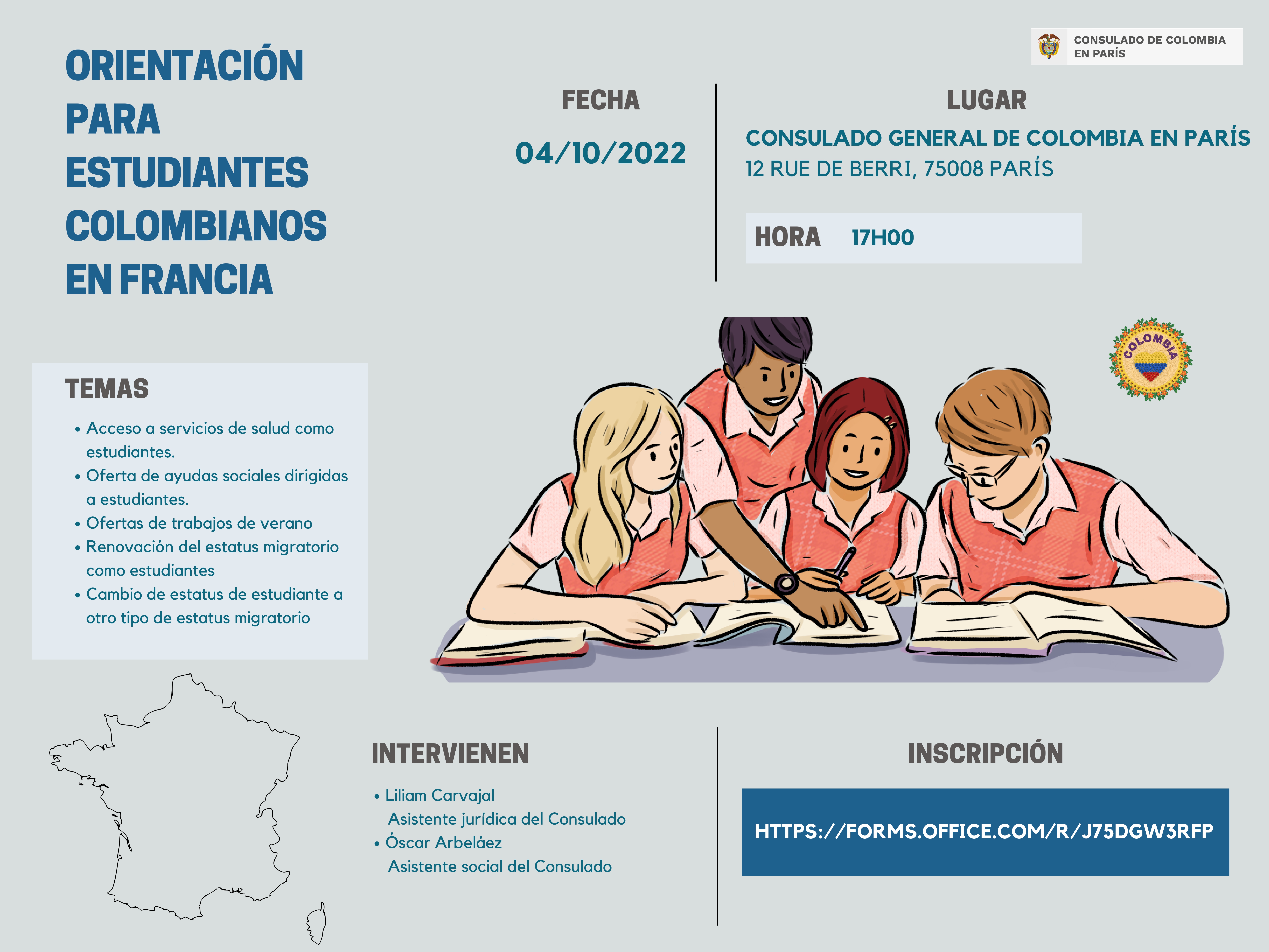 ORIENTACIÓN PARA ESTUDIANTES COLOMBIANOS EN FRANCIA