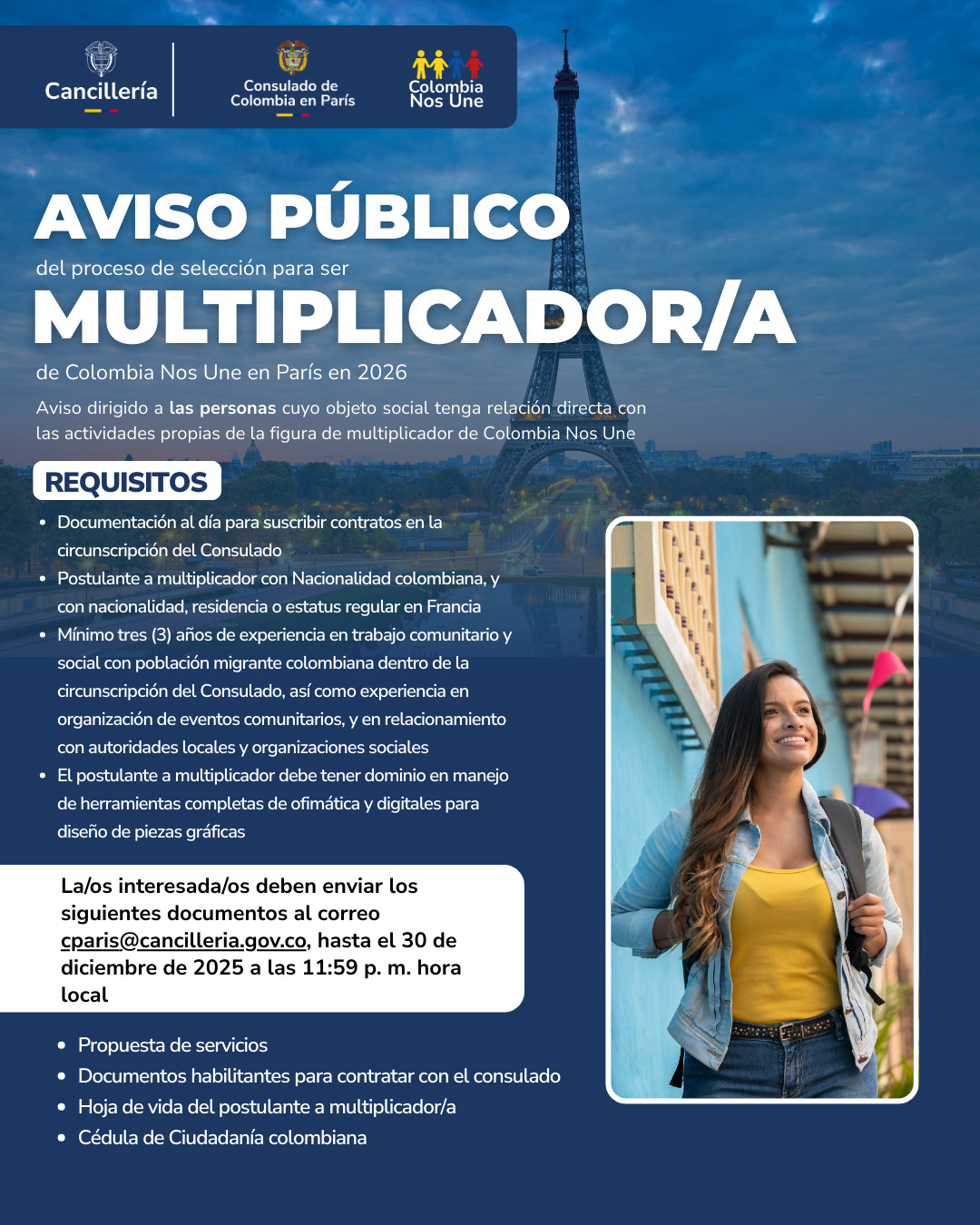Aviso público del proceso de selección para ser multiplicador/a de CNU en Paris 2026