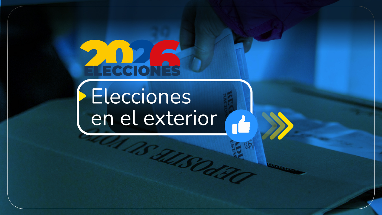 Banner general de elecciones en el exterior 2026 en el que se ve de fondo una urna