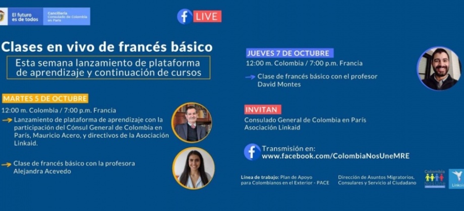 El Consulado de Colombia en París invita a participar en las clases de inglés básico, los días 5 y 7 de octubre de 2021