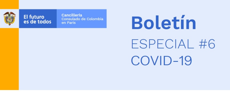 Consulado de Colombia en París informa medidas de confinamiento en Francia y novedades de atención en el servicio consular, a partir del 17 de marzo de 2020