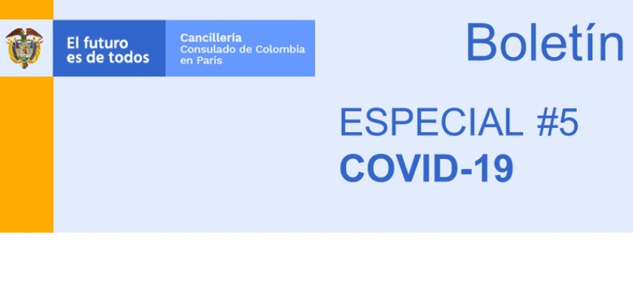 Consulado General de Colombia en París informa las medidas tomada por el gobierno francés en el marco de la prevención de contagio de COVID