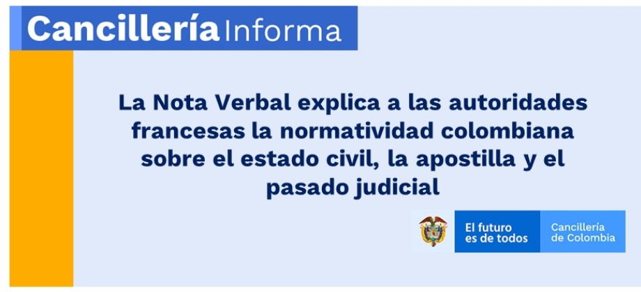 Nota verbal a las Autoridades Francesas sobre el Estado Civil 