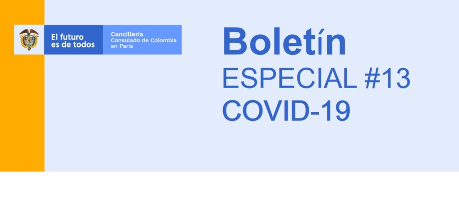 Boletín especial COVID-19 No. 13: Se aprobó para el 30 de abril de 2020 un vuelo con carácter humanitario París - Bogotá para colombianos
