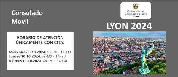 Consulado Móvil en Lyon se realizará del 9 al 11 de octubre de 2024