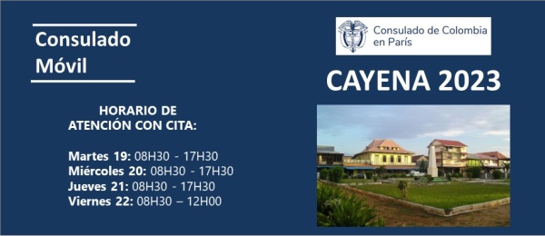 Del 19 al 22 de septiembre se realizará Consulado Móvil en la ciudad de Cayena