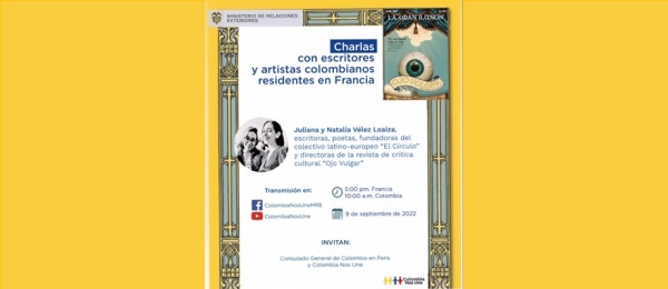 Evento virtual "Charlas con escritores y artistas colombianos residentes en Francia