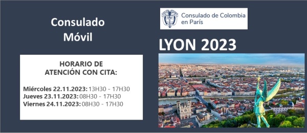 Jornada de Consulado Móvil en Lyon del 22 al 24 de noviembre de 2023