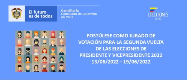 Postúlese como jurado de votación para la segunda vuelta de las elecciones de Presidente y Vicepresidente 