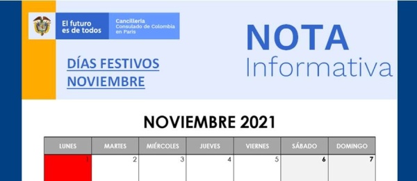 Días festivos en noviembre - Consulado de Colombia en París