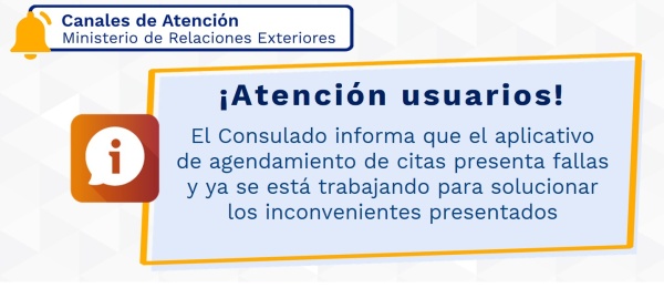 El Consulado de Colombia en París informa que el aplicativo de agendamiento de citas está presentando fallas
